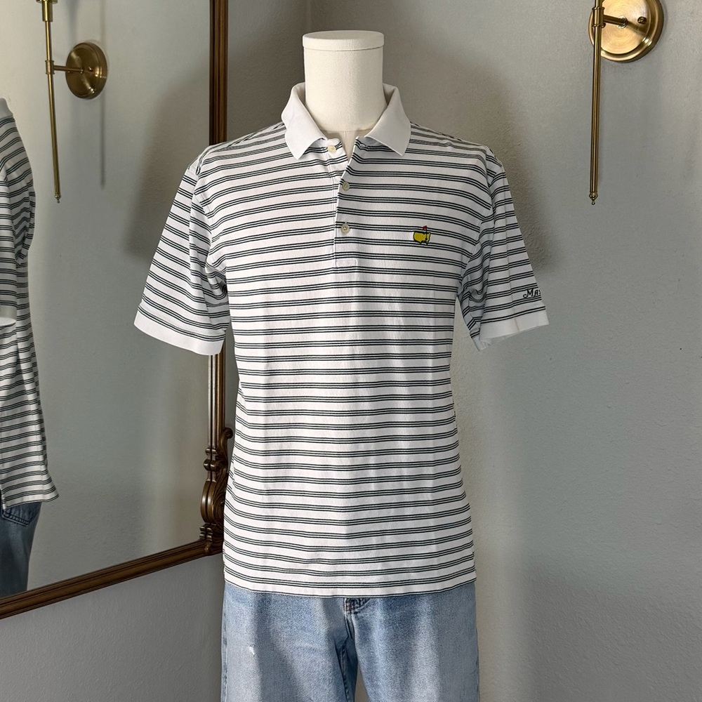 Vintage Masters Collection Pima Cotton Striped Polo Shirt Large Augusta Golf